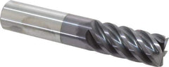 Accupro - 3/4", 1-5/8" LOC, 3/4" Shank Diam, 4" OAL, 6 Flute, Solid Carbide Square End Mill - Single End, AlTiN Finish, Spiral Flute, 45° Helix, Centercutting, Right Hand Cut, Right Hand Flute - USA Tool & Supply