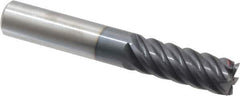 Accupro - 3/8", 1" LOC, 3/8" Shank Diam, 2-1/2" OAL, 6 Flute, Solid Carbide Square End Mill - Single End, AlTiN Finish, Spiral Flute, 45° Helix, Centercutting, Right Hand Cut, Right Hand Flute - USA Tool & Supply