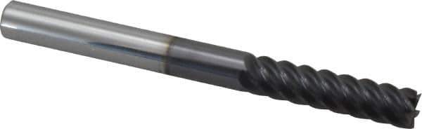 Accupro - 3/8", 1-1/2" LOC, 3/8" Shank Diam, 4" OAL, 6 Flute, Solid Carbide Square End Mill - Single End, AlTiN Finish, Spiral Flute, 45° Helix, Centercutting, Right Hand Cut, Right Hand Flute - USA Tool & Supply