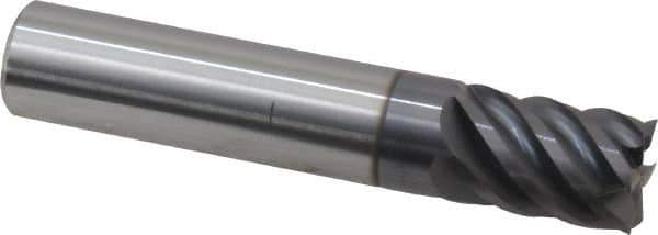 Accupro - 3/8", 1/2" LOC, 3/8" Shank Diam, 2" OAL, 6 Flute, Solid Carbide Square End Mill - Single End, AlTiN Finish, Spiral Flute, 45° Helix, Centercutting, Right Hand Cut, Right Hand Flute - USA Tool & Supply