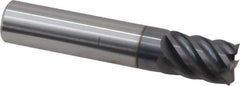 Accupro - 3/8", 1/2" LOC, 3/8" Shank Diam, 2" OAL, 6 Flute, Solid Carbide Square End Mill - Single End, AlTiN Finish, Spiral Flute, 45° Helix, Centercutting, Right Hand Cut, Right Hand Flute - USA Tool & Supply