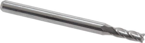 Accupro - 0.1", 4 Flute, Single End, Solid Carbide, 0.01" Corner Radius End Mill - 1-1/2" OAL, 30° Helix, Right Hand Flute, 0.3" LOC, Right Hand Cut - USA Tool & Supply