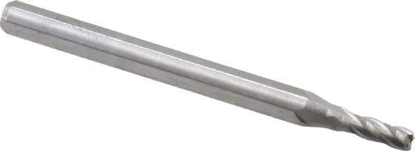 Accupro - 0.08", 4 Flute, Single End, Solid Carbide, 0.01" Corner Radius End Mill - 1-1/2" OAL, 30° Helix, Right Hand Flute, 0.24" LOC, Right Hand Cut - USA Tool & Supply