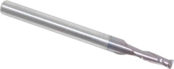 Accupro - 0.08", 2 Flute, Single End, Solid Carbide, 0.015" Corner Radius End Mill - 1-1/2" OAL, 30° Helix, Right Hand Flute, 0.24" LOC, Right Hand Cut - USA Tool & Supply