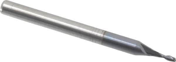 Accupro - 0.045", 2 Flute, Single End, Solid Carbide, 0.01" Corner Radius End Mill - 1-1/2" OAL, 30° Helix, Right Hand Flute, 0.14" LOC, Right Hand Cut - USA Tool & Supply