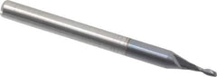Accupro - 0.045", 2 Flute, Single End, Solid Carbide, 0.01" Corner Radius End Mill - 1-1/2" OAL, 30° Helix, Right Hand Flute, 0.14" LOC, Right Hand Cut - USA Tool & Supply