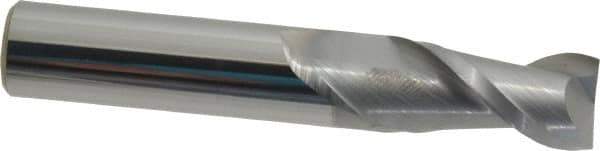 Accupro - 1/2", 1" LOC, 1/2" Shank Diam, 3" OAL, 2 Flute, Solid Carbide Square End Mill - Single End, nACRo Finish, Spiral Flute, 40° Helix, Centercutting, Right Hand Cut, Right Hand Flute - USA Tool & Supply