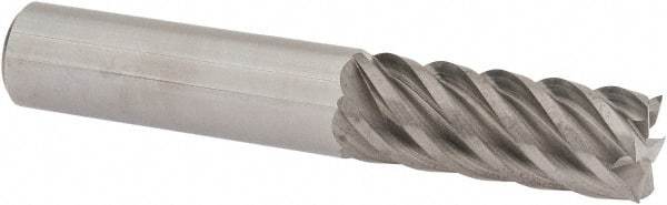 Accupro - 1/2", 1-1/4" LOC, 1/2" Shank Diam, 3" OAL, 6 Flute, Solid Carbide Square End Mill - Single End, Uncoated, Spiral Flute, 45° Helix, Centercutting, Right Hand Cut, Right Hand Flute - USA Tool & Supply