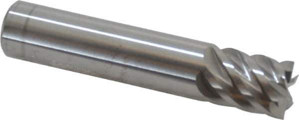 Accupro - 1/2", 5/8" LOC, 1/2" Shank Diam, 2-1/2" OAL, 6 Flute, Solid Carbide Square End Mill - Single End, Uncoated, Spiral Flute, 45° Helix, Centercutting, Right Hand Cut, Right Hand Flute - USA Tool & Supply