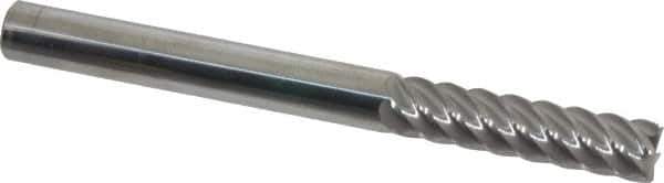 Accupro - 3/8", 1-1/2" LOC, 3/8" Shank Diam, 4" OAL, 6 Flute, Solid Carbide Square End Mill - Single End, Uncoated, Spiral Flute, 45° Helix, Centercutting, Right Hand Cut, Right Hand Flute - USA Tool & Supply