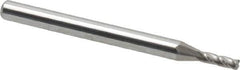 Accupro - 0.075", 4 Flute, Single End, Solid Carbide, 0.015" Corner Radius End Mill - 1-1/2" OAL, 30° Helix, Right Hand Flute, 0.225" LOC, Right Hand Cut - USA Tool & Supply