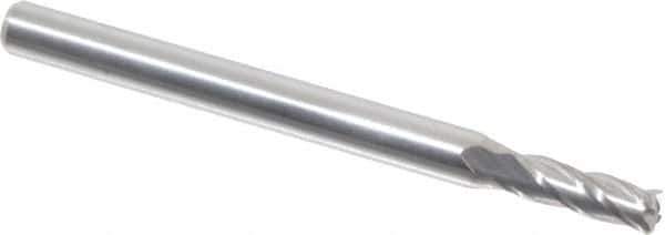 Accupro - 0.1", 4 Flute, Single End, Solid Carbide, 0.015" Corner Radius End Mill - 1-1/2" OAL, 30° Helix, Right Hand Flute, 0.3" LOC, Right Hand Cut - USA Tool & Supply