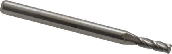 Accupro - 0.095", 4 Flute, Single End, Solid Carbide, 0.015" Corner Radius End Mill - 1-1/2" OAL, 30° Helix, Right Hand Flute, 0.285" LOC, Right Hand Cut - USA Tool & Supply