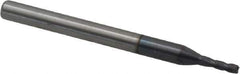 Accupro - 0.055", 4 Flute, Single End, Solid Carbide, 0.01" Corner Radius End Mill - 1-1/2" OAL, 30° Helix, Right Hand Flute, 0.165" LOC, Right Hand Cut - USA Tool & Supply