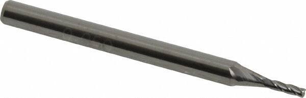 Accupro - 0.055", 4 Flute, Single End, Solid Carbide, 0.005" Corner Radius End Mill - 1-1/2" OAL, 30° Helix, Right Hand Flute, 0.165" LOC, Right Hand Cut - USA Tool & Supply
