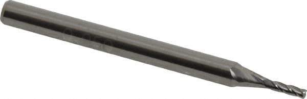 Accupro - 0.05", 4 Flute, Single End, Solid Carbide, 0.015" Corner Radius End Mill - 1-1/2" OAL, 30° Helix, Right Hand Flute, 0.15" LOC, Right Hand Cut - USA Tool & Supply