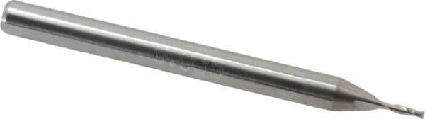 Accupro - 0.045", 2 Flute, Single End, Solid Carbide, 0.015" Corner Radius End Mill - 1-1/2" OAL, 30° Helix, Right Hand Flute, 0.135" LOC, Right Hand Cut - USA Tool & Supply