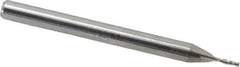 Accupro - 0.045", 2 Flute, Single End, Solid Carbide, 0.015" Corner Radius End Mill - 1-1/2" OAL, 30° Helix, Right Hand Flute, 0.135" LOC, Right Hand Cut - USA Tool & Supply