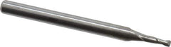 Accupro - 0.055", 2 Flute, Single End, Solid Carbide, 0.01" Corner Radius End Mill - 1-1/2" OAL, 30° Helix, Right Hand Flute, 0.165" LOC, Right Hand Cut - USA Tool & Supply