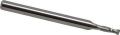 Accupro - 0.075", 2 Flute, Single End, Solid Carbide, 0.005" Corner Radius End Mill - 1-1/2" OAL, 30° Helix, Right Hand Flute, 0.225" LOC, Right Hand Cut - USA Tool & Supply