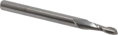 Accupro - 0.09", 2 Flute, Single End, Solid Carbide, 0.015" Corner Radius End Mill - 1-1/2" OAL, 30° Helix, Right Hand Flute, 0.27" LOC, Right Hand Cut - USA Tool & Supply