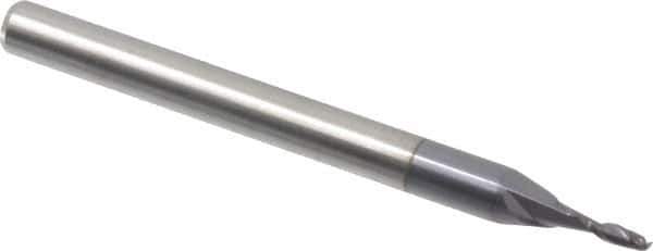 Accupro - 0.045", 2 Flute, Single End, Solid Carbide, 0.005" Corner Radius End Mill - 1-1/2" OAL, 30° Helix, Right Hand Flute, 0.14" LOC, Right Hand Cut - USA Tool & Supply