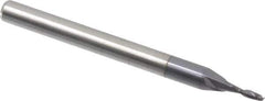 Accupro - 0.045", 2 Flute, Single End, Solid Carbide, 0.005" Corner Radius End Mill - 1-1/2" OAL, 30° Helix, Right Hand Flute, 0.14" LOC, Right Hand Cut - USA Tool & Supply
