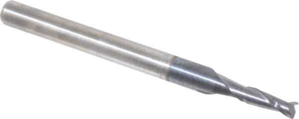 Accupro - 0.08", 2 Flute, Single End, Solid Carbide, 0.01" Corner Radius End Mill - 1-1/2" OAL, 30° Helix, Right Hand Flute, 0.24" LOC, Right Hand Cut - USA Tool & Supply