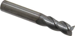 Accupro - 3/8", 7/8" LOC, 3/8" Shank Diam, 2-1/2" OAL, 3 Flute, Solid Carbide Square End Mill - Single End, nACRo Finish, Spiral Flute, 40° Helix, Centercutting, Right Hand Cut, Right Hand Flute - USA Tool & Supply