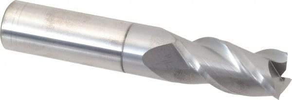 Accupro - 5/8", 1-1/4" LOC, 5/8" Shank Diam, 3-1/2" OAL, 3 Flute, Solid Carbide Square End Mill - Single End, nACRo Finish, Spiral Flute, 40° Helix, Centercutting, Right Hand Cut, Right Hand Flute - USA Tool & Supply