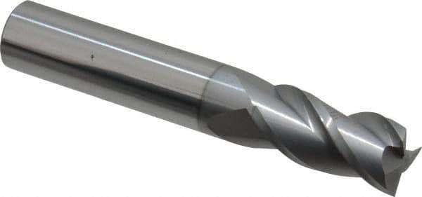 Accupro - 1/2", 1" LOC, 1/2" Shank Diam, 3" OAL, 3 Flute, Solid Carbide Square End Mill - Single End, nACRo Finish, Spiral Flute, 40° Helix, Centercutting, Right Hand Cut, Right Hand Flute - USA Tool & Supply