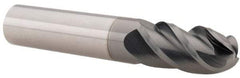 Accupro - 1/2" Diam, 1" LOC, 4 Flute Solid Carbide Ball End Mill - nACRo Finish, Single End, 3" OAL, 1/2" Shank Diam, Spiral Flute - USA Tool & Supply