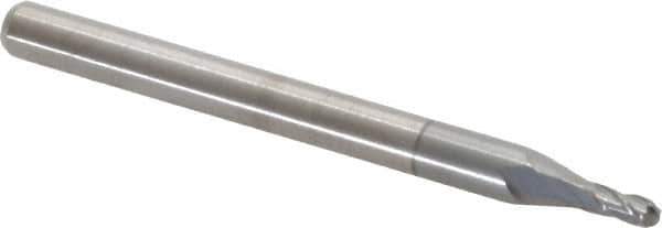 Accupro - 1/16" Diam, 3/16" LOC, 4 Flute Solid Carbide Ball End Mill - nACRo Finish, Single End, 1-1/2" OAL, 1/8" Shank Diam, Spiral Flute - USA Tool & Supply