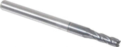 Accupro - 0.1", 4 Flute, Single End, Solid Carbide, 0.01" Corner Radius End Mill - 1-1/2" OAL, 30° Helix, Right Hand Flute, 0.3" LOC, Right Hand Cut - USA Tool & Supply