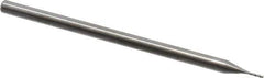 Accupro - 1/32" Diam, 3/8" LOC, 3 Flute Solid Carbide Ball End Mill - Uncoated, Single End, 2-1/2" OAL, 1/8" Shank Diam, Spiral Flute - USA Tool & Supply