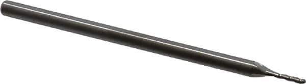 Accupro - 3/64" Diam, 0.57" LOC, 3 Flute Solid Carbide Ball End Mill - Uncoated, Single End, 2-1/2" OAL, 1/8" Shank Diam, Spiral Flute - USA Tool & Supply