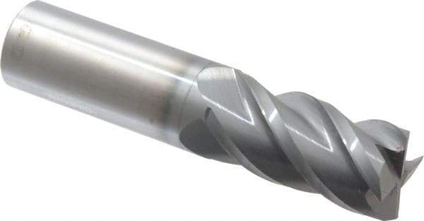 Accupro - 7/8", 1-3/4" LOC, 7/8" Shank Diam, 4" OAL, 4 Flute, Solid Carbide Square End Mill - Single End, nACRo Finish, Spiral Flute, 40° Helix, Centercutting, Right Hand Cut, Right Hand Flute - USA Tool & Supply