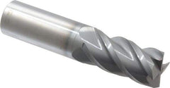 Accupro - 7/8", 1-3/4" LOC, 7/8" Shank Diam, 4" OAL, 4 Flute, Solid Carbide Square End Mill - Single End, nACRo Finish, Spiral Flute, 40° Helix, Centercutting, Right Hand Cut, Right Hand Flute - USA Tool & Supply