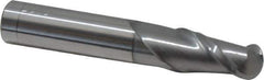 Accupro - 1/2" Diam, 1" LOC, 2 Flute Solid Carbide Ball End Mill - nACRo Finish, Single End, 3" OAL, 1/2" Shank Diam, Spiral Flute - USA Tool & Supply