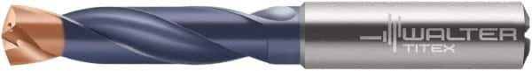 Walter-Titex - 10.8mm 140° Spiral Flute Solid Carbide Screw Machine Drill Bit - Double Coating Finish, Right Hand Cut, 55mm Flute Length, 102mm OAL, X-treme Plus Point, Straight Shank, Through Coolant - USA Tool & Supply