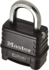 Master Lock - 2-1/4" Body Width x 2" Body Height, 1.063" Shackle Clearance, Die Cast Body & Boron Carbide Combination Lock - 3/8" Shackle Diam - USA Tool & Supply