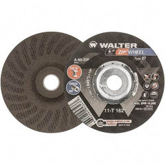 WALTER Surface Technologies - 60 Grit, 6" Wheel Diam, 3/64" Wheel Thickness, 7/8" Arbor Hole, Type 27 Depressed Center Wheel - Aluminum Oxide, Resinoid Bond, 10,200 Max RPM - USA Tool & Supply
