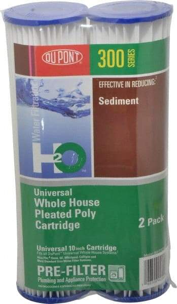 Dupont - 2" OD, 20µ, Pleated Poly Universal Pleated Poly 2 Pack Cartridge Filter - 10" Long, Reduces Sediments & Rust - USA Tool & Supply