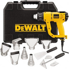 DeWALT - 150 to 1,100°F Heat Setting, 17.7 CFM Air Flow, Heat Gun Kit - 120 Volts, 13 Amps, 1,550 Watts, 7' Cord Length - USA Tool & Supply