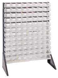 Quantum Storage - 96 Bin Rail System with Ultra Bins - 36 Inch Overall Width x 15 Inch Overall Depth x 53 Inch Overall Height, Clear Tri-Clear Polypropylene Bins - USA Tool & Supply