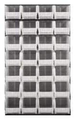 Quantum Storage - 28 Bin Louvered Panel with Ultra Bins - 36 Inch Overall Width x 15 Inch Overall Depth x 61 Inch Overall Height, Clear Tri-Clear Polypropylene Bins - USA Tool & Supply