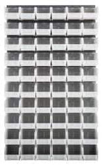 Quantum Storage - 60 Bin Louvered Panel with Ultra Bins - 36 Inch Overall Width x 11 Inch Overall Depth x 61 Inch Overall Height, Clear Tri-Clear Polypropylene Bins - USA Tool & Supply
