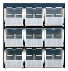 Quantum Storage - 9 Bin Louvered Panel with Ultra Bins - 18 Inch Overall Width x 11 Inch Overall Depth x 19 Inch Overall Height, Clear Tri-Clear Polypropylene Bins - USA Tool & Supply