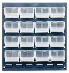 Quantum Storage - 16 Bin Louvered Panel with Ultra Bins - 18 Inch Overall Width x 8 Inch Overall Depth x 19 Inch Overall Height, Clear Tri-Clear Polypropylene Bins - USA Tool & Supply