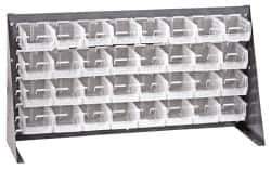 Quantum Storage - 32 Bin Louvered Panel with Ultra Bins - 36 Inch Overall Width x 8 Inch Overall Depth x 19 Inch Overall Height, Clear Tri-Clear Polypropylene Bins - USA Tool & Supply